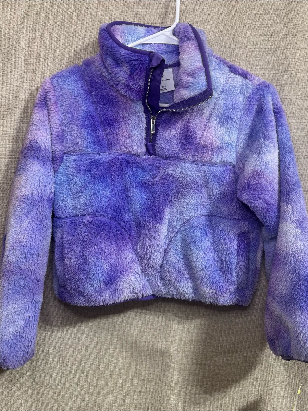 all in motion Purple Tie-Dye Plush Half-Zip Jacket- NWT Girls- L (10/12)